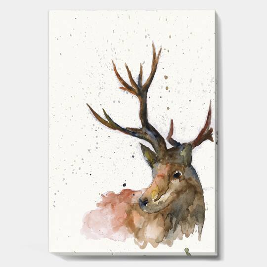 Designart - Handpainted Deer on White